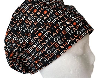Happy Halloween Euro Scrub Cap: Adjustable Cotton Surgical Hat