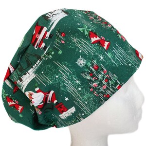 Retro Santa EURO Scrub Cap: Christmas Surgical Hat, Adjustable Toggle