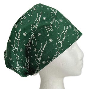 Merry Christmas Stars Scrub Cap: Retro Euro Style, Adjustable Cotton