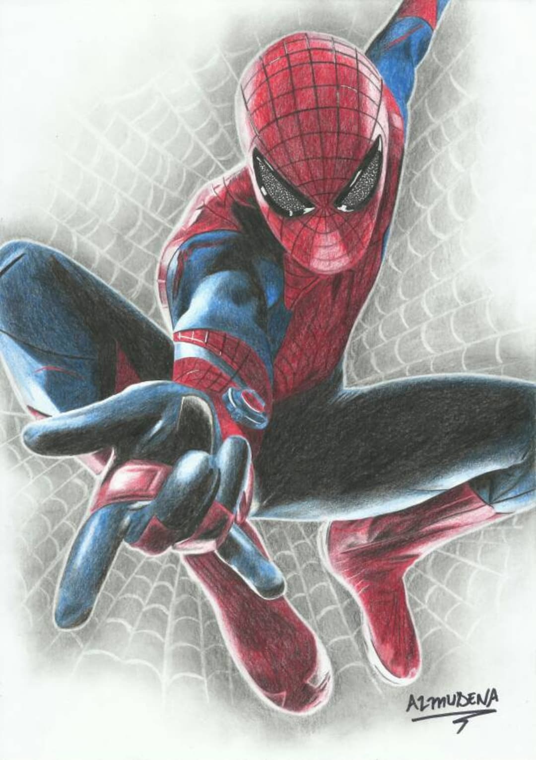 Dibujo De Spider-man Hecho Con Lápices De Colores // Dibujo De - Etsy