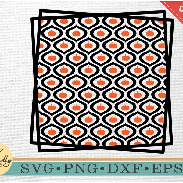 Halloween Background Pattern Frame SVG PNG DFX Halloween Cut File Spooky Pumpkin Funky Clipart Design Commercial Use by Friendly Henry