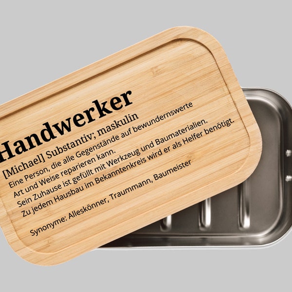 Handwerker Geschenk, Handwerker Brotdose, Handwerker Geburtstag Geschenk, Handwerker personalisiert, Dankeschön Handwerker