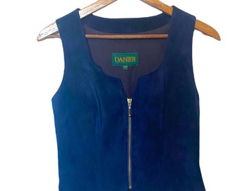 blue leather vest