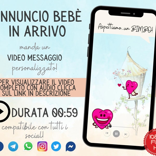 Annuncio maternità, nascita bebè, video personalizzato di gravidanza, messaggio digitale per annunciare di essere incinta, bambino in arrivo