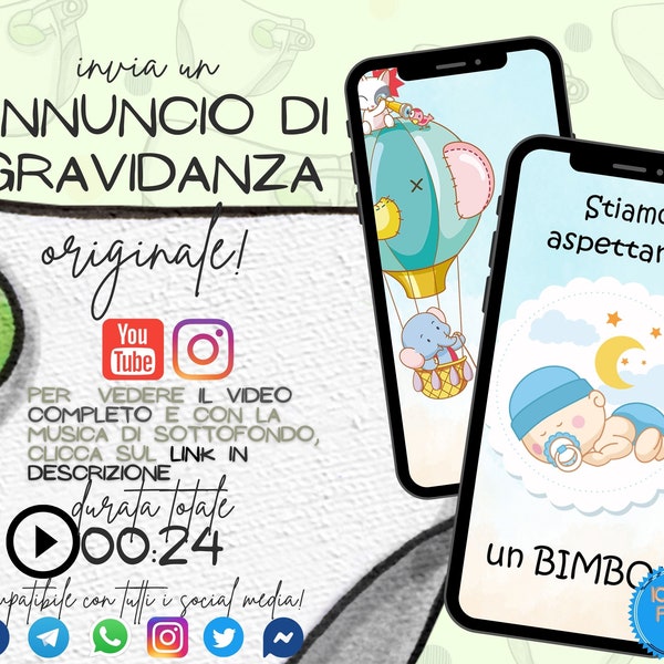 Annuncio maternità, nascita bebè, video personalizzato di gravidanza, messaggio digitale per annunciare di essere incinta, bambino in arrivo