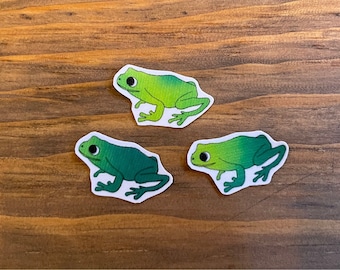 Pack of 3 Small Frog Stickers//Random Assortment of Green Frog Stickers