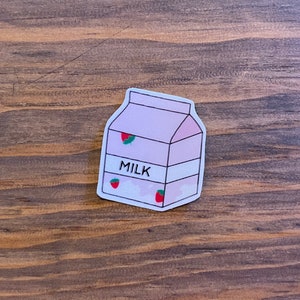 Strawberry Milk Carton Sticker//Cute Sticker//Strawberry Milk Sticker