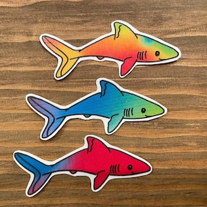 Pack of 3 Shark Stickers//Shark Stickers// Ocean Stickers