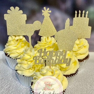 Glitter Birthday Cupcake Toppers (12)