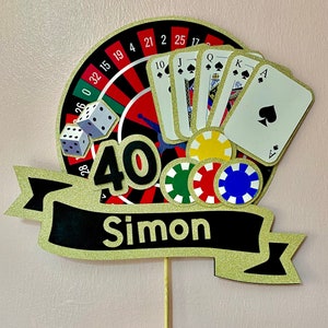 Large Personalised age Casino / Roulette/ Las Vegas Cake Topper