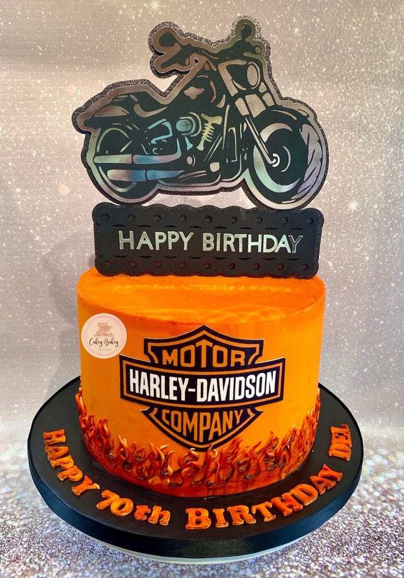 Motorbike motorcycle harley Davidson Cake Topper Etsy UK