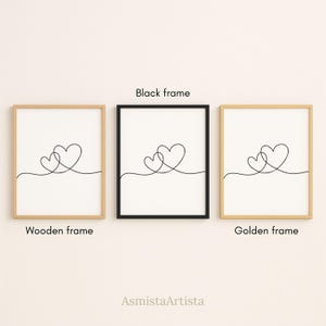 Double Hearts One Line Art – Minimal Two Intertwined Heart , Modern 2 Hearts Continuous Line Drawing, Fine Line Printable Wall Art [DOWNLOAD image 8