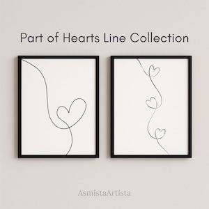 Double Hearts One Line Art – Minimal Two Intertwined Heart , Modern 2 Hearts Continuous Line Drawing, Fine Line Printable Wall Art [DOWNLOAD image 11