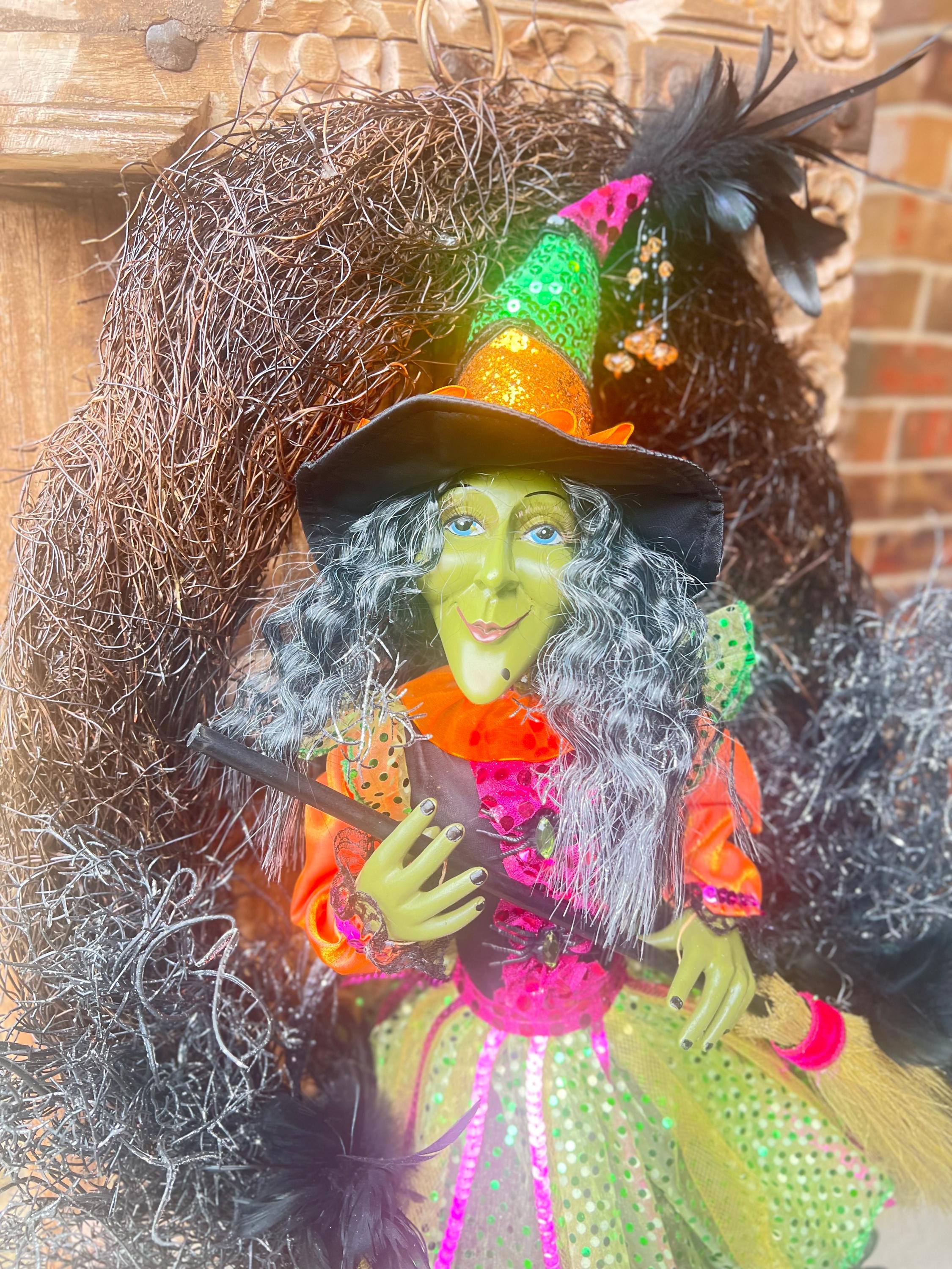 Witch Halloween Wreath High-end Whimsical Door Decor - Etsy