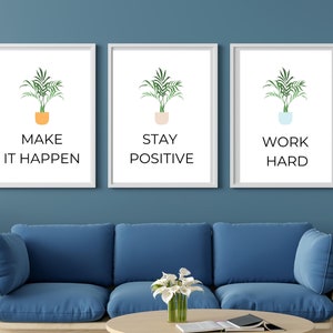 Printable Wall Art Set of 3, Office Decor Wall Art,stay Positive Work ...