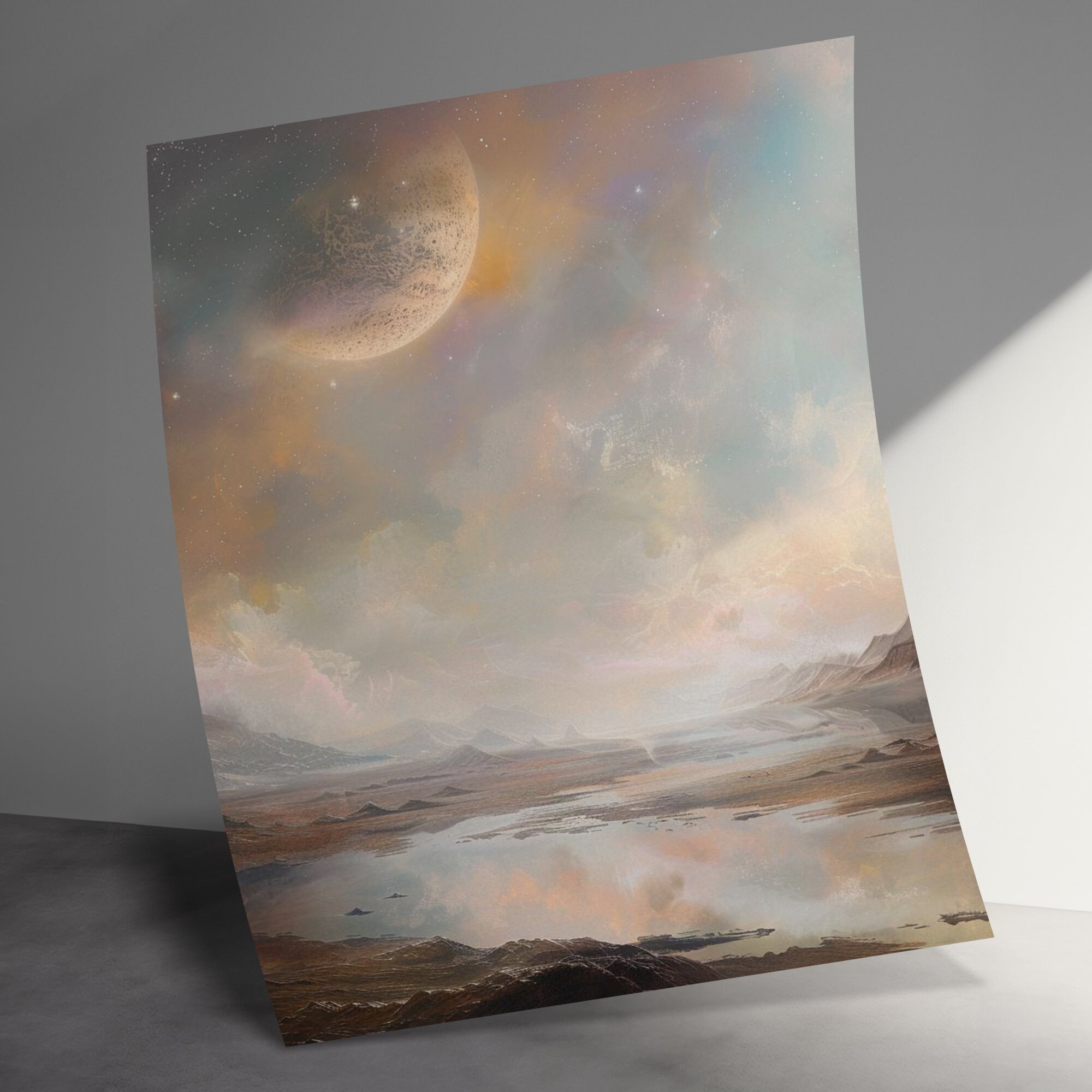 Abstract Cosmic Digital Art Print, Surreal Landscape Wall Decor ...