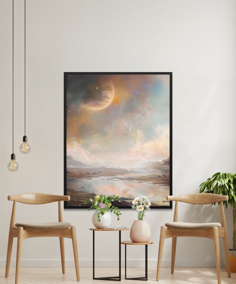 Abstract Cosmic Digital Art Print, Surreal Landscape Wall Decor ...