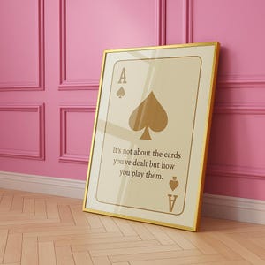 Arte mural con cita motivacional del as de picas, impresión inspiradora de cartas de póker, póster minimalista moderno, decoración de oficina, obra de arte para sala de juegos