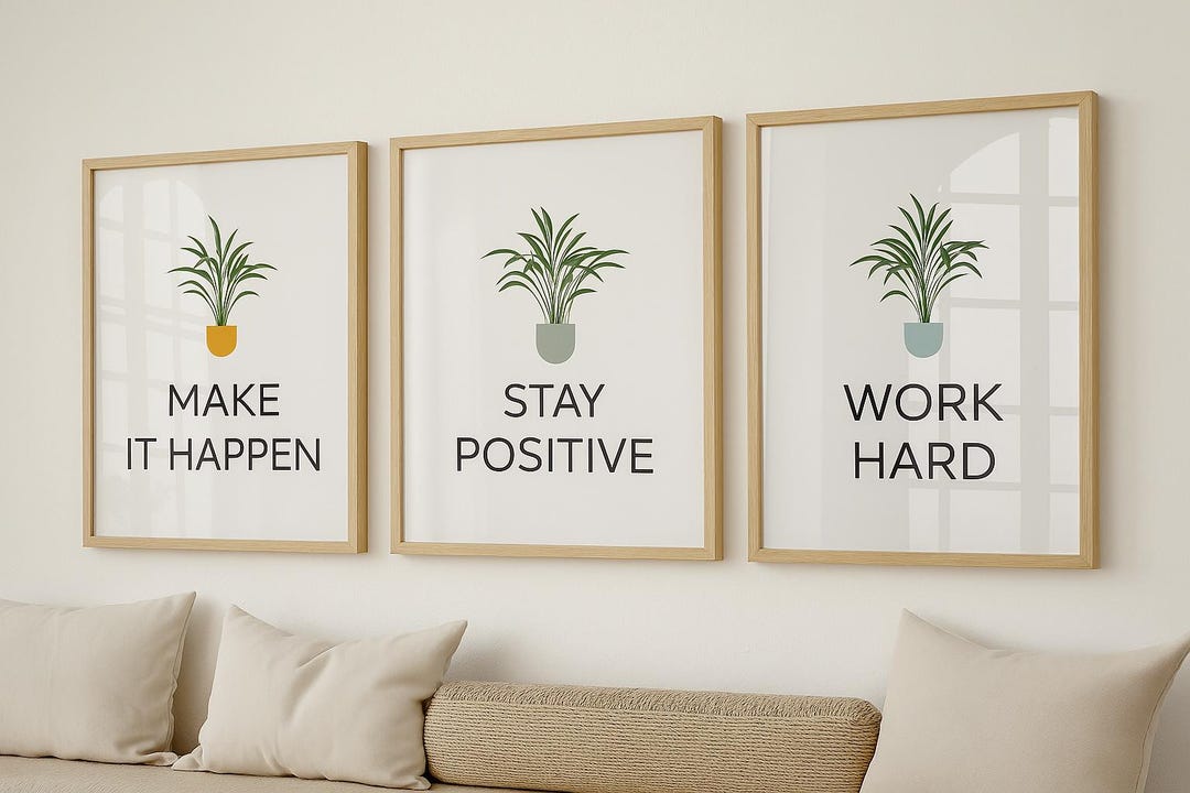 Printable Wall Art Set of 3, Office Decor Wall Art,stay Positive Work ...