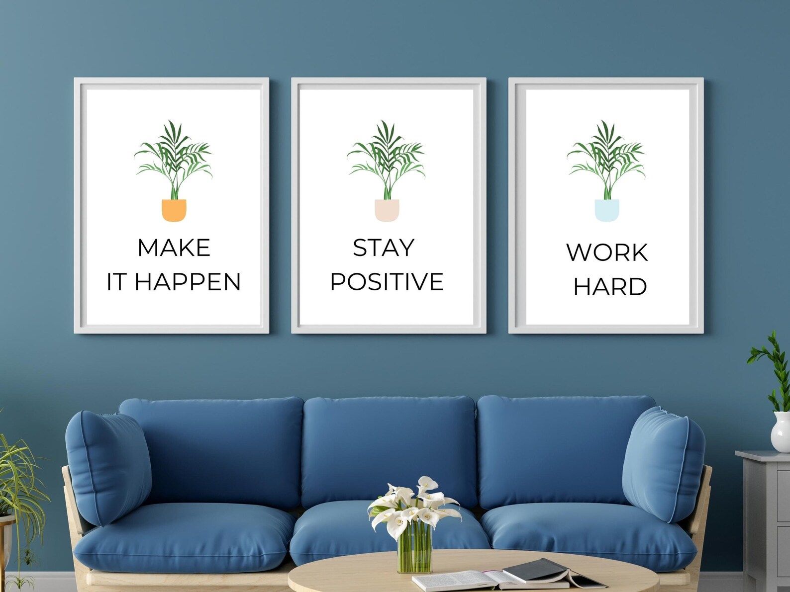 Printable Wall Art Set of 3, Office Decor Wall Art,stay Positive Work ...