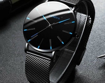 Hommes & Femmes Ultra Thin Watch Luxury Minimaliste En Acier Inoxydable Mesh Strap