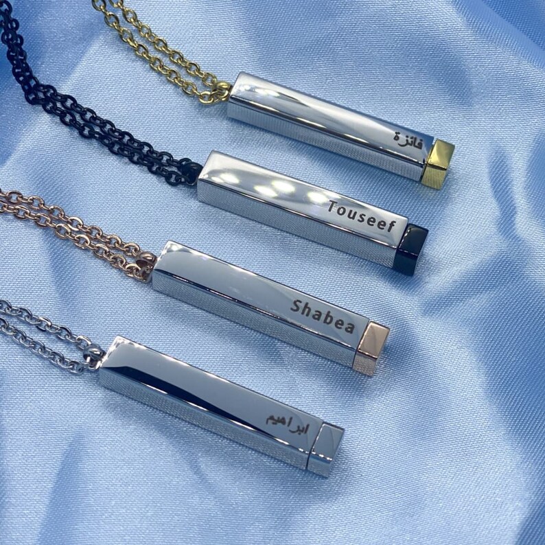 Personalized Mixed Color Stainless Steel Bar Necklace Custom Etsy