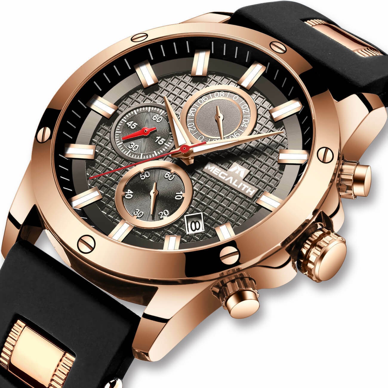 Men s Megalith Luxury Sports Watch Chronograph Waterproof Calendar