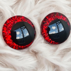 Safety Eyes in Red Glitter, Handpainted 3D Sinkers, Crochet Amigurumi Supplies, Soft Stuffed Toy Eyes, Teddy Bear Doll Parts, Plushie Eyes