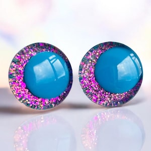 Ojos de seguridad rosas con purpurina: Ojos de peluche pintados a mano para juguetes de amigurumi de ganchillo. Certificados según la norma EN71.