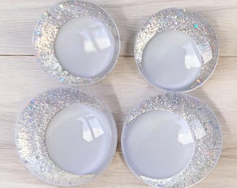 Safety Eyes in White Glitter Handpainted Sinker Style with Washers for Crochet Amigurumi & Doll Soft Stuffed Plush Toys Perfect Craft Gift