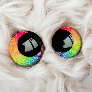 Rainbow Pride Safety Eyes: Hand painted for Crochet Amigurumi Soft Toy Plushie Dolls Choose Pupil Colour EN71 Certified