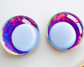 Safety Eyes in Mermaid by Painted Souls • Handpainted White Offset Sinker Eyes with Washers • Perfect for Toy and Plushie Making • Gift