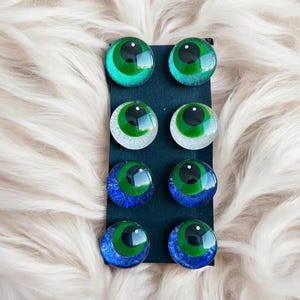 Green Safety Eyes: Set of 4 or Buy Individual Handpainted for Crochet and Amigurumi Soft Toy Plushies EN71 Certified