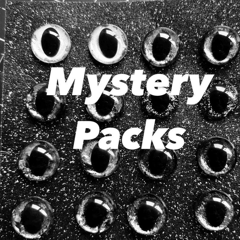 mystery set of random safety eyes in kawaii dragon round and octopus black pupils choose your size from 9-50mm enhance your crochet amigurumi project all eyes are CE tested and gift wrapped perfect for all crafts to make plushies and soft toy stuffed animals