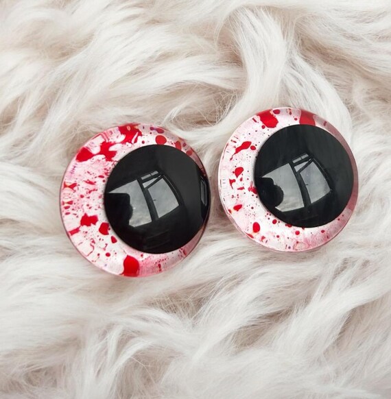 Blood Spatter Safety Eyes: Hand Painted Eyes for Crafts and Plushie Amigurumi Perfect for Creepy Projects EN71 Certified