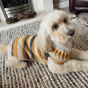Gehäkelter großer warmer grobstrick Hundepullover
