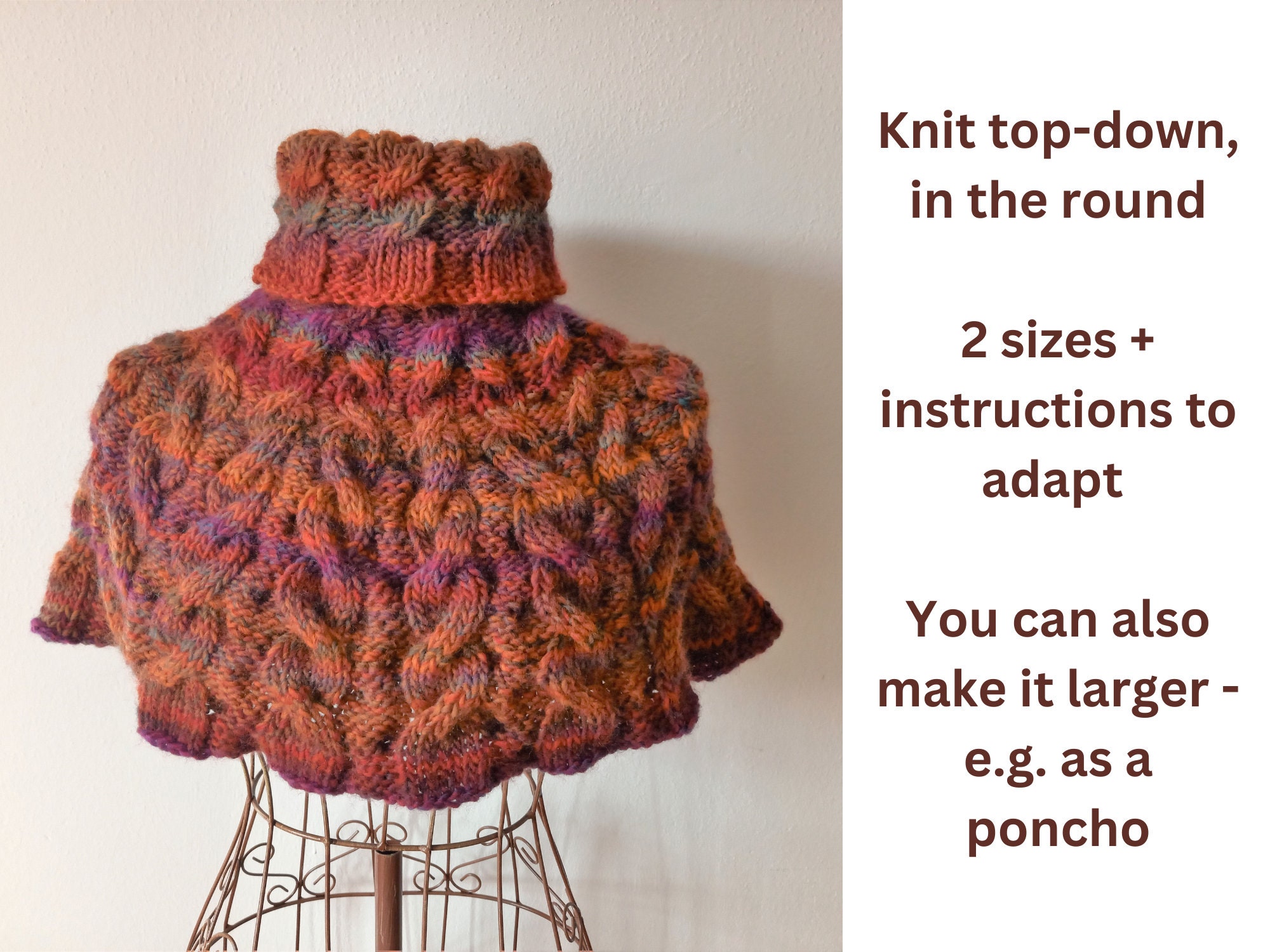 Pattern Kmy Knitting Pattern Chunky Knit Cowl With Cables, Reversible Neck ...