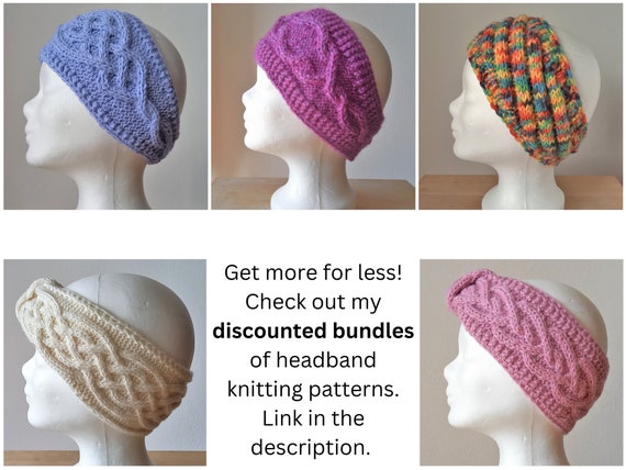Set of 2 Knitted Headbands in White Cabled + Textured Handmade Boho Cottagecore Crochet Cottagecore Headband: Boho Knit Accessory - Etsy main image 4