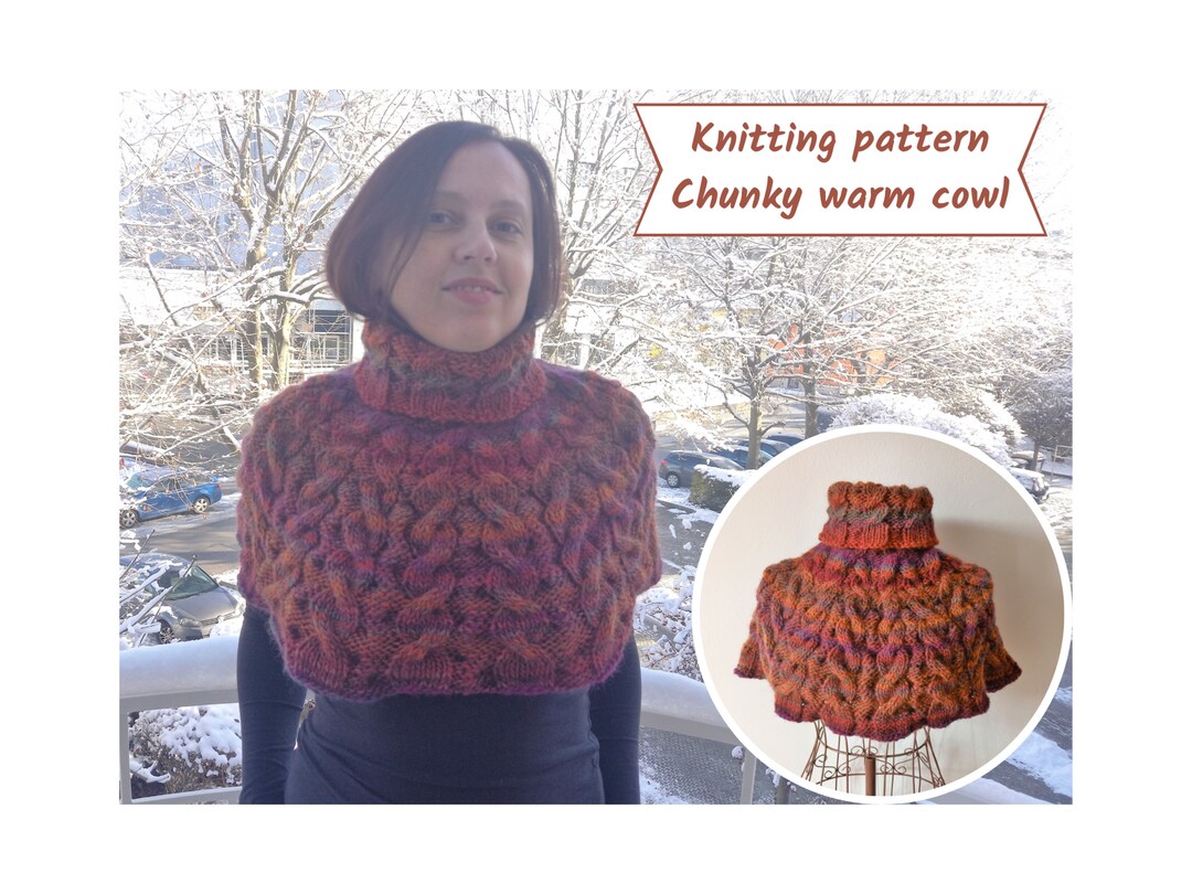 Knitting Pattern Chunky Knit Cowl With Cables, Reversible Neck ...