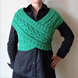 Crossover Wrap Knitting Pattern, Women's Cable Vest Convertible to ...