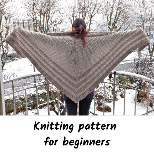 Triangle shawl wrap knitting pattern, Outlander inspired pattern for beginners, Cozy triangle cottagecore pattern, instant download pdf