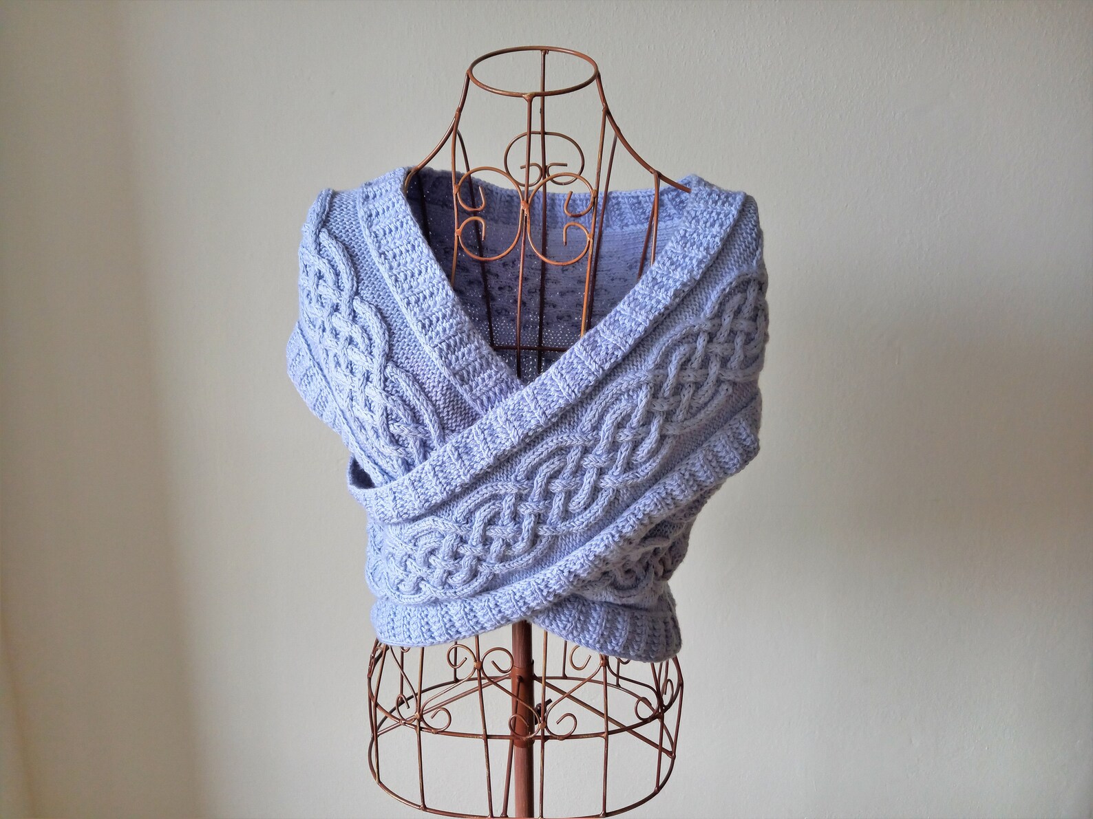 Cross Body Wrap Vest Knitting Pattern Aran Wrap With Celtic Etsy