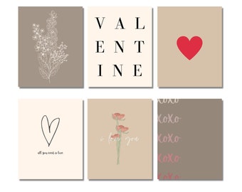 Minimalist Valentine's Day Prints | Set of 6 (Digital Download)