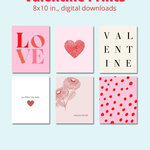 Valentine's Day Art Prints | Pink and Red Decor (Digital Download)