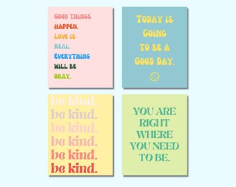 Positive Quote Prints | Set of 4, Dorm Decor (Digital Download)