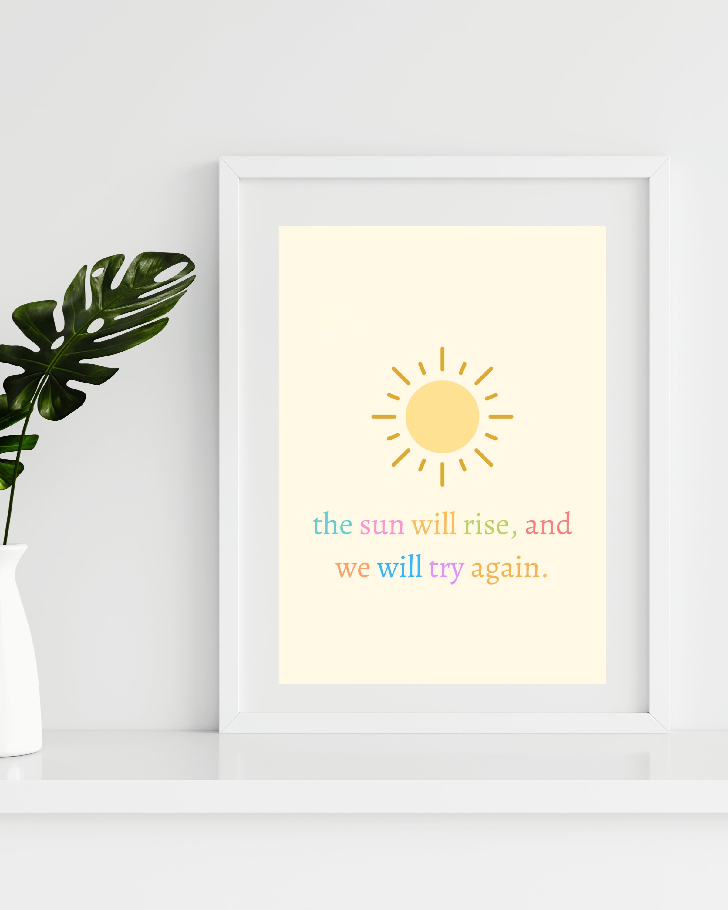 Sun Positive Quote Art Print | Inspirational Pastel Typography (digital ...