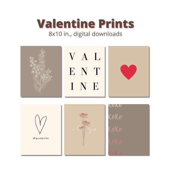 Minimalist Valentine's Day Prints | Set of 6 (Digital Download)