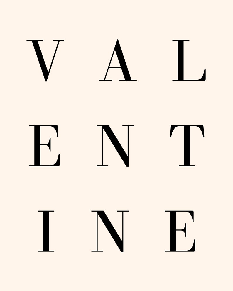 Pode incluir: Design gr&aacute;fico preto e branco com a palavra "VALENTINE" escrita em uma fonte simples e em negrito.