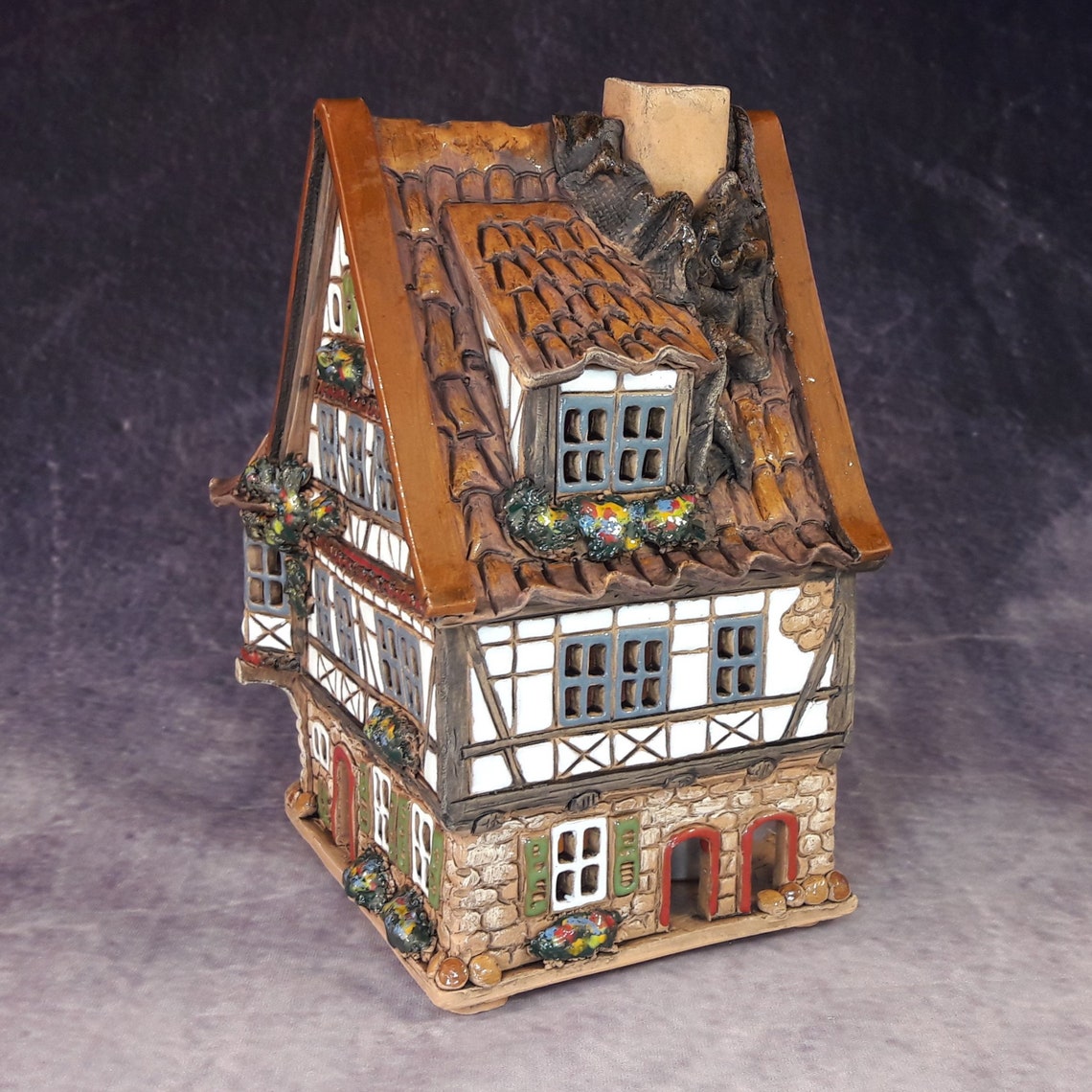 Ceramic House Tealight Candle Holder Incense Burner Home Etsy