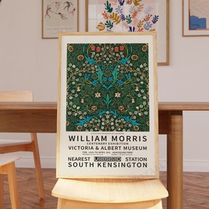 Stampa floreale di William Morris, poster di William Morris, stampa artistica con motivo a specchio, motivo di William Morris, senza cornice